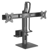 Кронштейн exell exi-mt52 для 2-х мониторов 17"-28",настольная подставка с вертикальной регулировкой 245-400 мм, vesa 100x100 мм, до 6 кг, наклон +45°/ - 45°, поворот +40°/ - 40°, вращение +180°/ -180°, держатель для мини пк с регулировкой 12-70 мм,  чёрны