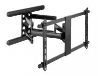 Настенный выдвижной кронштейн exell exi-x9064 для тв 37"-80", 2х2 колена, vesa 600x400мм, до 90 кг, 69-660 мм от стены, наклон -10°/+5°, поворот +60°/-60°, коррекция уровня +2°/-2°, черный.