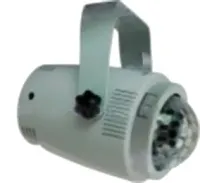 LN60417 Cветовой LED эффект множества цветных лучей серия MINI STAGE. Источник 3х3W LED (R1,G1,B1). DMX-5 кан., звуковая активация, авторежим, master/slave. Вес 0,6 кг, размер 141хФ102мм, 13Вт