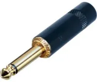 Rean NYS224BG кабельный разъем Jack 6.3мм TS (моно), штекер черненый корпус для кабеля 6мм