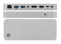 Kramer [kdock-5] переходник usb 3.1 тип c вилка на hdmi розетку, displayport розетку, ethernet розетку, аудио розетку, 3хusb 3.0 розетку и розетку usb 3.1 type-c для зарядки мобильных устройств