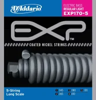 EXP170-5 Coated Комплект струн для 5-струнной бас-гитары, Light, 45-130, Long Scale, D'Addario