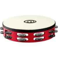 Meinl tah2bk-r-tf  тамбурин деревянный двухрядный 10", мембрана пластик, чёрная сталь, цвет красный