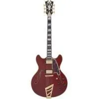 D'angelico excel dc viola  полуакустическая гитара с кейсом, форма 335, цвет бордовый