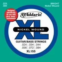 J.D.Addario XL155 Nickel Wound Jerry Jones 24-84 струны электро гитары или бас гитары, 6 струн, мензура Short, калибры струн .024, .034, .044, .056, .072, .084