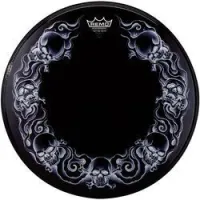Remo pa-1322-tt-t03 sale  22" tattoo skyn, передний пластик для бас барабана, черепа, чёрный