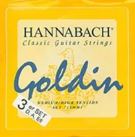3 bass strings for classical guitar Hannabach Goldin E7257MHT - Басы Goldiin с намоткой из золотистой никелевой нити без примесей кадмия. Сильное натяжение