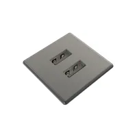 Kondator 935-PM31G- Встраиваемая квадратная металлическая зарядная станция серии Powerdot с 2xUSB, антрацит