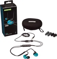 Shure SE215SPE-B+UNI-EFS - Внутриканальные наушники, версия Special Edition, Bluetooth, кабель с микрофоном и блоком дистанционного управления, синие