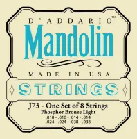J73 Комплект струн для мандолины, фосфорная бронза, Light, 10-38, D'Addario