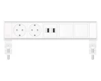 ABL 2A210218- Настольная розеточная станция серии Flexi с 2 розетками, 2xUSB-A и 2 слотами для IMP, белая с серебристым