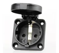 PCE Розетка встр 16A/250V/2P+E/IP54 50х50 подкл. сзади черная 105-0s