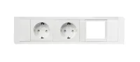 ABL 2F81F2A1- Встраиваемая розеточная станция серии Level тип E (Level-E) с 2 розетками и 1 слотом для IMP, белая с серебристым