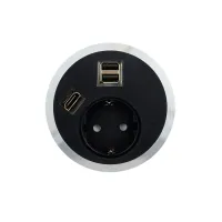 ABL 2F20F1G5- Встраиваемая розетка серии Port El с 2xUSB-A и 1xHDMI, черная (2F200124)