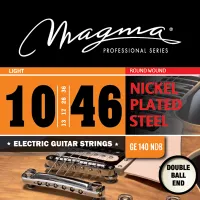Electric guitar string set Magma GE140NDB - Light .010-.046 tension strings with rich and bright tone and good flexibility with ball on both sides for Floyd Rose guitars. Nickel-plated wound octagonal core.