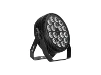 LightCraft Slim PAR 18x15W RGBWA+UV Мощность:280Вт. Срок службы: ≥ 50000ч. Защита от перегревания. Угол раскрытия луча: 25° . DMX512 (6/10 каналов).DMX: Master/Slave; Auto Run; Sound;  Габариты и вес: В/Ш/Г: 285x 265×80мм/ 186мм. Вес 2,5кг.