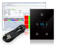 STICK-GA2 (BLACK) Интерфейс для управления архитектурным светом. DMX-интерфейс с touch-панелью, 512 каналов, 8 запрограммированных сцен, габариты 86x110x10мм, подключение: питание (2pins), DMX (3pins), Port (2 pins), Micro-usb, RJ45. цвет чёрный, Официаль