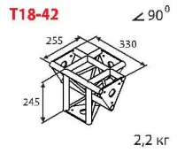 ИМЛАЙТ T18-42 Стыковочный узел для 4-х ферм под 90 градусов, d28х2 \ d16х2мм. Крепежный размер 100мм, М8.