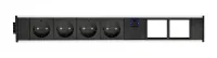 ABL 2M200405- Розеточная станция серии Link с 4 розетками, 1xUSB-A, 1xUSB-C и 2 слотами для IMP, черная с серебристым