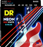 DR NUSAB5-45 - струны для 5-струнной бас-гитары, Калибр: 40-125, Серия: HI-DEF NEON™, Обмотка: посеребрёная/никелированая сталь, Покрытие: люминесцент