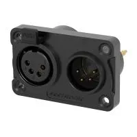 Seetronic C4F2C-W-B- Комбинированный панельный разъем XLR 4-pin (вилка+розетка) для наружного применения (IP65), под пайку, черный