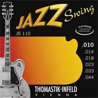 Electric guitar string set Thomastik Jazz Swing JS110 - Jazz archtop guitar strings with flat nickel wound basses and steel tops, thickness .010-.044 inch