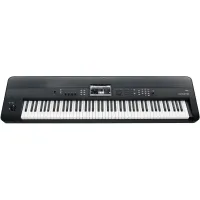 KORG Krome-88 - клавишная рабочая станция, 88 молоточковых клавиш, система синтеза EDS-X (Enhanced Definition Synthesis-eXpanded), максимальная полифония 120, 3,8 ГБ PCM-память, 1077 мультисэмплов, 1609 сэмплов ударных, 16-трековый MIDI-секвенсор + 1 маст
