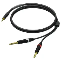 Procab PRA713/1.5- Аудиокабель miniJack 3,5 мм стерео (вилка) – 2х Jack 6,3 мм моно (вилка), UltraFlex™