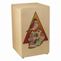 REMO CJ-6220-00-AB001 Cajon, Fixed Face Plate, Natural Finish, Revere Bird Candy Skull кахон с дизайнерским рисунком от Хосе Пас