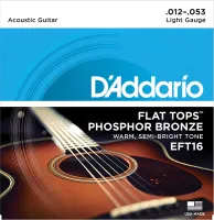 EFT16 FLAT TOPS Струны для акустической гитары фосфорная бронза 12-53 D`Addario