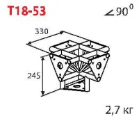 ИМЛАЙТ T18-53 Стыковочный узел для 5-ти ферм под 90 градусов, d28х2 \ d16х2мм. Крепежный размер 100мм, М8.