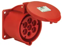 PCE Розетка встраиваемая 16А/400V/6P+E/IP44, фланец 70x70, никелированные контакты 317-6v