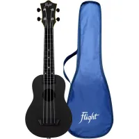 Flight tus 35e bk  укулеле travel со звукоснимателем, сопрано, черная, пластик