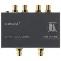 14578 VM-22HD - VM-22HD — высококачественный усилитель-распределитель сигналов SDI (SMPTE 259M и SMPTE 344M), HD-SDI (SMPTE 292M) и HD-SDI Dual Link (SMPTE 372M). Прибор выполняет перетактирование и восстановление сигналов, поступающих на два его входа, и