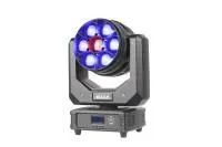 W7-40Z B-EYE                Прожектор W7-40Z B-EYEВращающаяся голова Wash с попиксельным управлением и функцией B-EYE. Источник света 7 по 40 Вт светодиодов RGBW. Zoom: линейный от 3,5°до 45°. Вращение Раn : 540°;  Tilt 270°. Электронный диммер 0-100%.