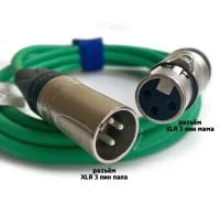 XLR3F-XLR3M (green) 1 метр балансный микрофонный кабель (зеленый) GS-PRO