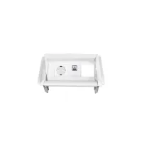 ABL 2F010110- Встраиваемая розеточная станция серии Aero Flip с 1 розеткой, 1xUSB-A, 1xUSB-C и 1 слотом для IMP, белая