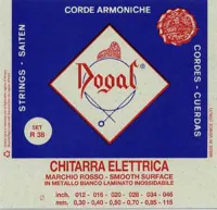 Electric guitar string set Dogal R67 - Steel tops and bass with flat chrome steel wrapped around a hexagonal core. Medium tension, thickness .011-.046 inch.