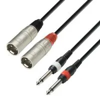 Adam hall k3 tmp 0300 - кабель аудио 2 x xlr (m) - 2 x trs (jack) 6.3 mm mono (m), 0.22 мм2, 3 м, черный