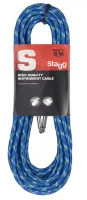 STAGG SGC6VT BL - высококачественный "твидовый" гитарный шнур Jack-Jack, металлические PRO -разъемы, длина 6 метров, синего цвета.