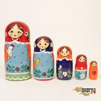 LHM10129 Матрешка "Загорская" 5 кукольная, Хохлома
