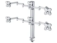 ErgoFount BTFS-603G- Настольное крепление для 6 мониторов диагональю до 24'' (2х3), четыре из которых на шарнирных вылетах, струбцина типа G, макс. нагрузка 72 кг