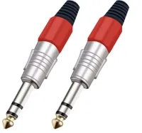 Taverlab P1082-Orange - Разъём прямой, кабельный, никелированный, джек 6.35мм симметричный "папа" (корпус цинковый сплав, оранжевый)