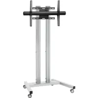 Vogels TD1564R Silver- Напольный мобильный стенд для дисплея диагональю 42–65″, с функцией поворота на 90°, VESA до 870x505 мм, длина штанги 1500 мм, макс. нагрузка 72 кг, серебристый