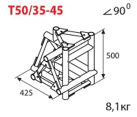 ИМЛАЙТ T50/35-45 Стыковочный узел для 4-х ферм под 90 градусов, d50х3 \ d16х2мм. Крепежный размер 215мм, М10.