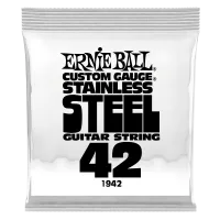 Ernie Ball 1942  струна одиночная для электрогитары, Серия Stainless Steel, Калибр: 42, Сердцевина: шестигранник; сталь, покрытая оловом, Обмотка: