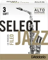 Alto saxophone reeds D'Addario Select Jazz Filed RSF10ASX3S - Filed alto saxophone reed from thicker blank with thicker heart with strength 3 light. Price per pack of 10 pieces