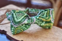 Галстук-бабочка Mr.&Mrs.Bowtie лён, "зелёные огурцы", фикс