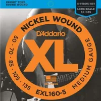 D`addario exl-160-5  струны для 5-струнной бас-гитары, nickel wound, 50-135, medium