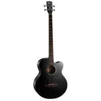 AB850F-BK-BAG Acoustic Bass Series Электро-акустическая бас-гитара, с вырезом, черная, с чехлом, Cort